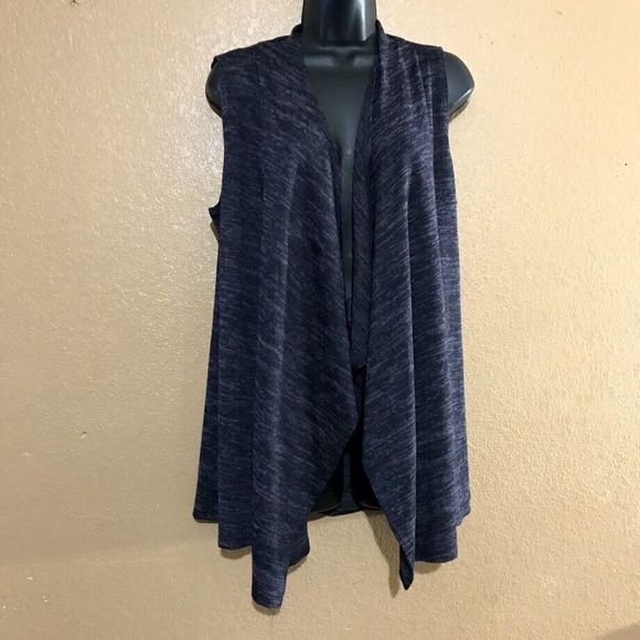 Logo Lori Goldstein Tops - LOGO Lori Goldstein Sweater Knit Vest Purple Small A269657 Drape Front